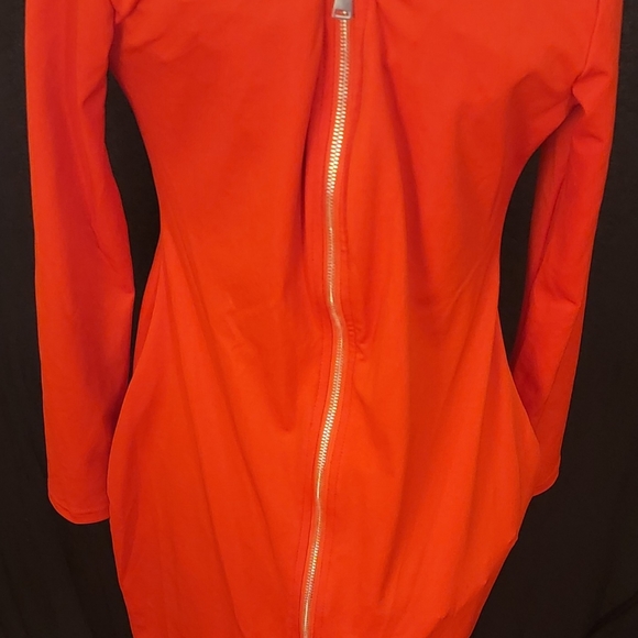 Red Stretch Front ZIP Dress - Picture 1 of 3